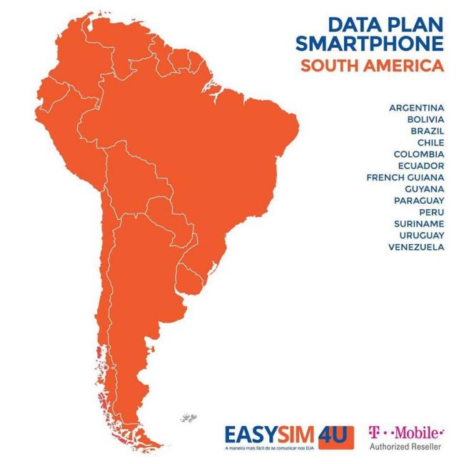 Eeasysim4u america do sul 650x650 - Chip de internet ILIMITADA em mais de 140 países: Easysim4u