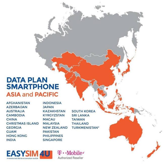 easysim4u asia pacifico 650x650 - Chip de internet ILIMITADA em mais de 140 países: Easysim4u