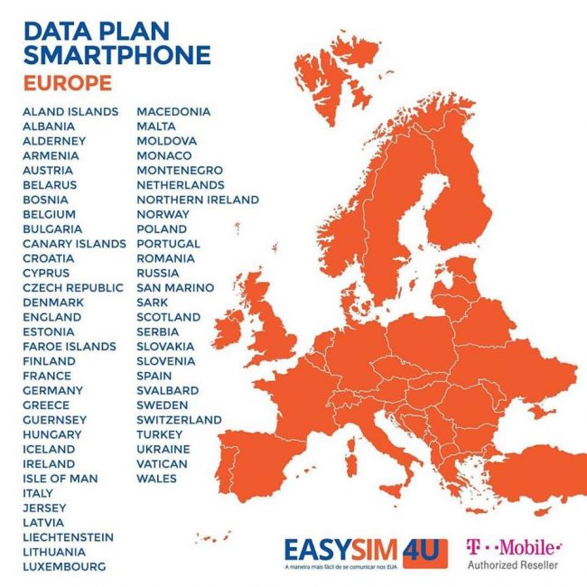 easysim4u europa 650x650 - Chip de internet ILIMITADA em mais de 140 países: Easysim4u